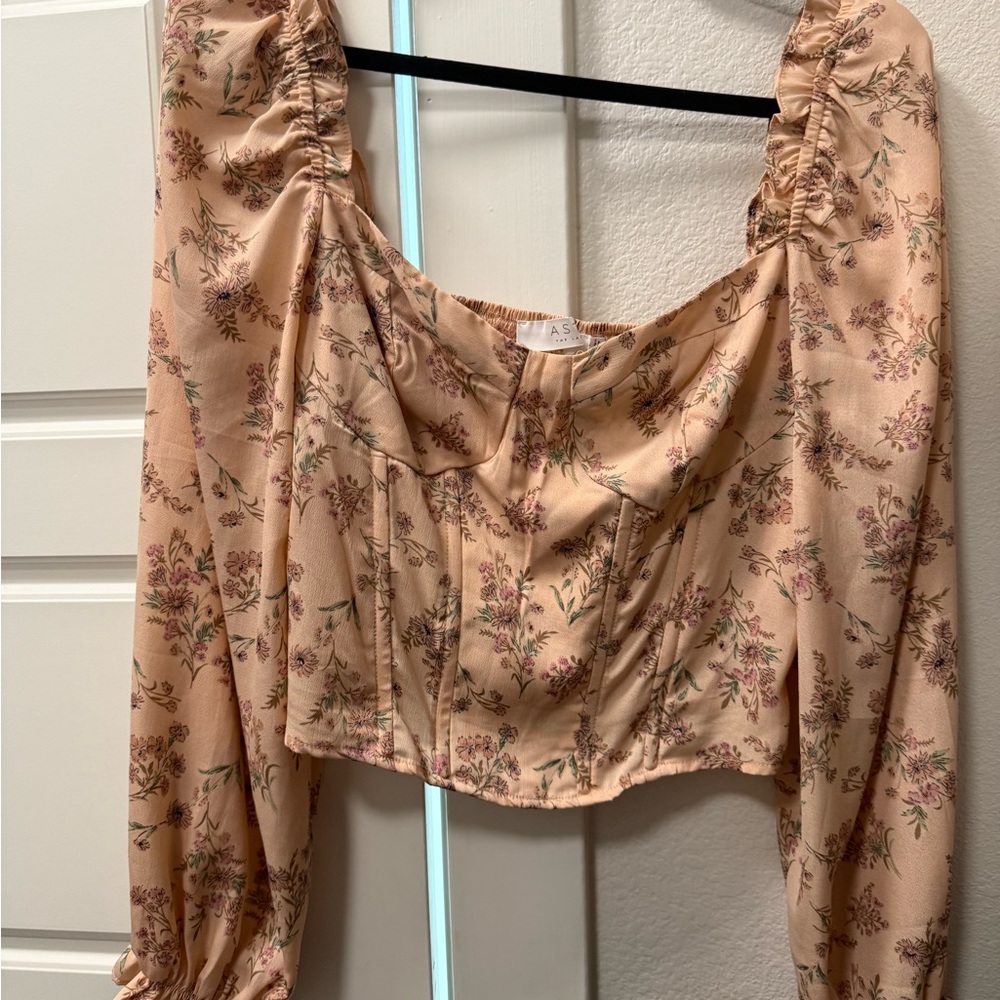 Astr Peach and Lavender Floral Blouse